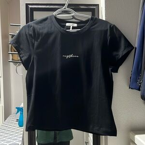 Rag & Bone black tee with front logo.Fitted.Crisp black, NWOT. Elegant and chic.